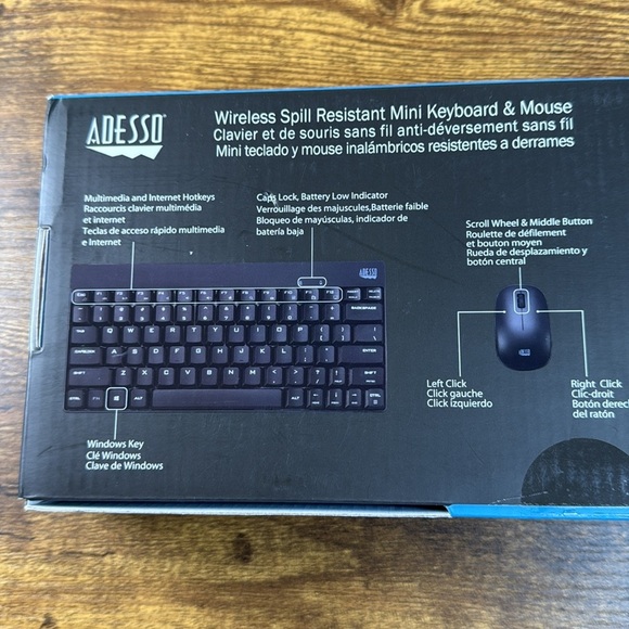 Adesso Black Wireless Spill Resistant Mini Keyboard & Mouse - Picture 3 of 11